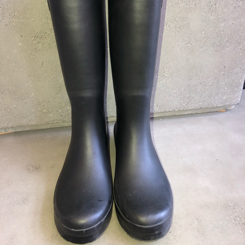 Black rain boots